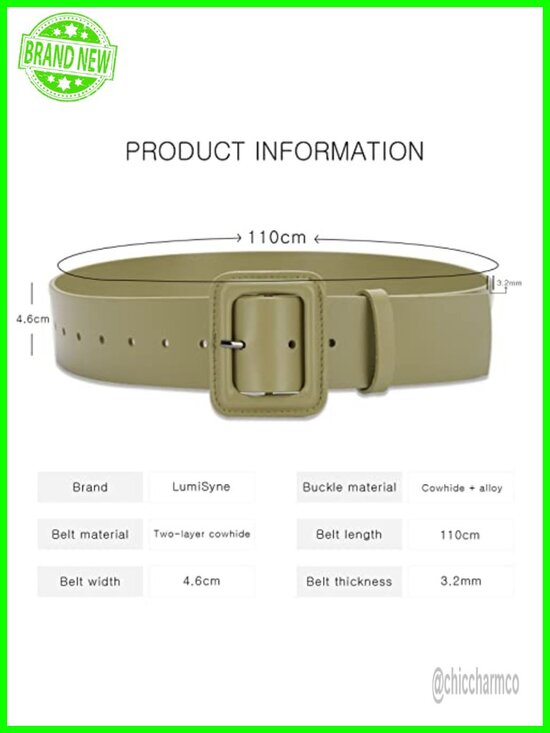 Women\'s Wide Leather Belt Large Square Buckle Retro Cinch main image 6
